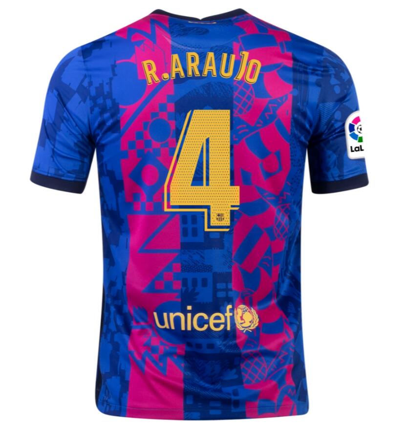 2021/22 Barcelona Football Kit Third Soccer Jersey with RONALD ARAÚJO 4 printing